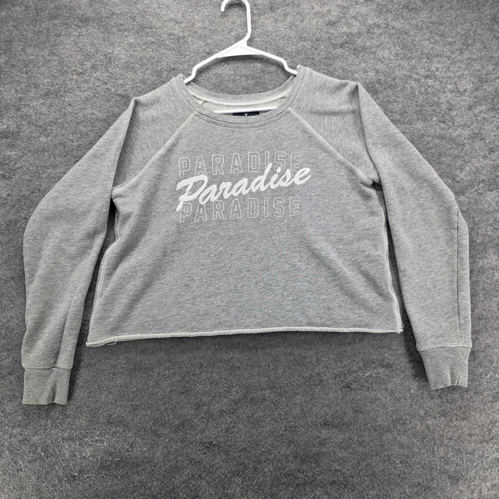 American Eagle Sweatshirt Womens Large Paradise Crewneck Pullover Cropped Top